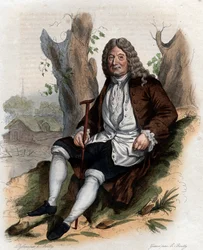 Muotokuva Alain Rene Lesagesta (Le Sage) (1668-1747), ranskalaisesta kirjailijasta ja näytelmäkirjailijasta.